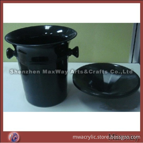 Elegant cylinder black acrylic ice bucket/pail with cover